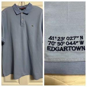 RARE! Vineyard Vines Edgartown Polo Shirt Light Blue Carolina Blue Size Large